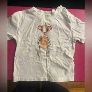 Burberry White Tee with Bear Design
